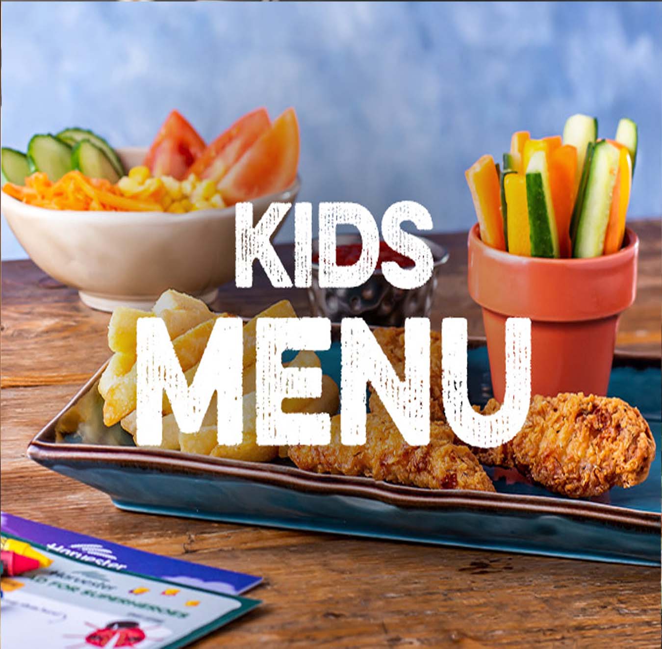 GRILLED MEAT BALLS, SPAGHETTI, CHICKEN TENDER, FRENCH FRIES, FRUIT YOGURT